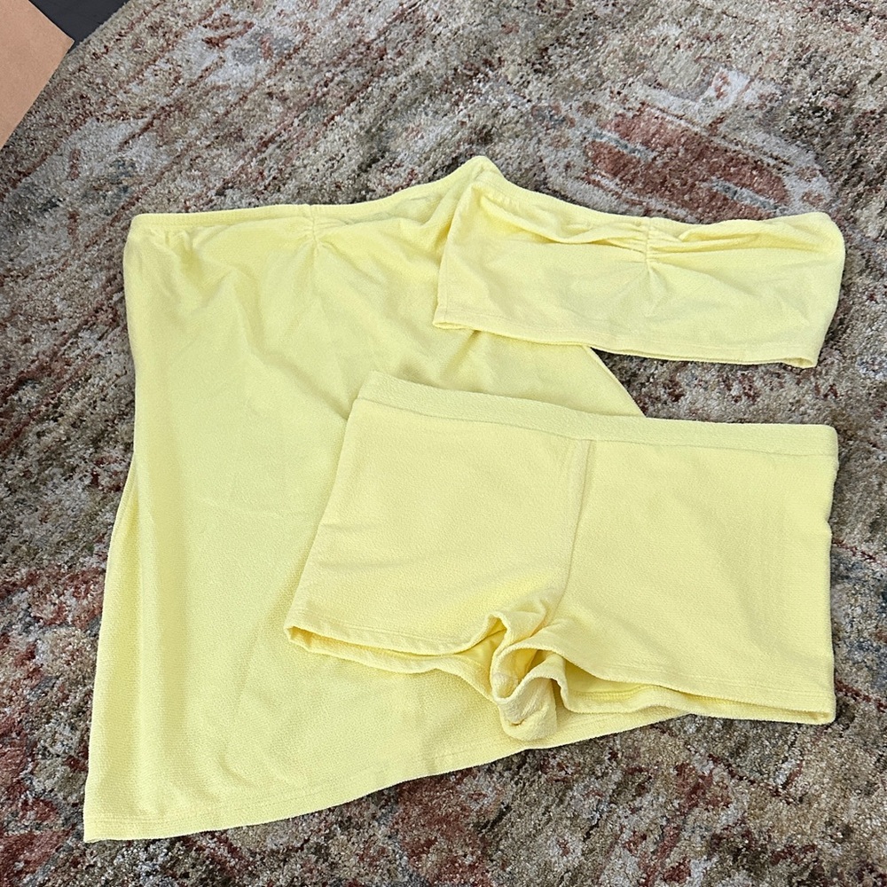 Dippin Daisys Sundripped Mini Dress + Yellow Strapless Top and Shorts Set